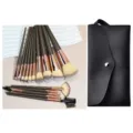 15-piece makeup brush set with black storage pouch, soft synthetic bristles for daily face beauty. - With Storage Bag / 15 Pieces / Coffee Brown