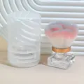 Rose shaped nail dust brush makeup brush with clear cover soft gradient bristles acrylic handle - Rose Flower - Loose Powder Brush - With Lid