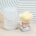 Nail Dust Brush Rose Flower Makeup Brush Clear Square Handle with Storage Case for Salon - Rose Flower - Creamy White - With Lid