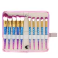 Einhorn Pinsel Set 10 Stk spiralförmig Griff Make-up Pinsel Tasche professionelle Beauty - 10er-Pack (Mit Tasche) / Mehrfarbiger Griff Lilafarbenes Haar