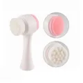 Brosse nettoyante pour le visage double face manuelle avec poils souples et silicone doux. - Coupe régulière / Blanc