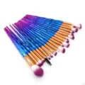 20 pcs makeup brush set gradient diamond handle professional cosmetic tools for eyeshadow. - Blue-Purple Gradient Handle with Magenta Bristles / Purple
