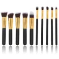 Set de 10 pinceaux de maquillage professionnels outils cosmétiques manche noir visage - Grand Noir Or