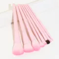 Detailed view of pink makeup brush bristles and soft gradient fibers for delicate application. - 8 Pieces/Pack / Pink