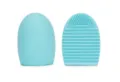 Silicone makeup brush cleaner egg tool for deep cleaning cosmetic brushes in light blue color. - Blue