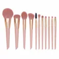 Rosa Make-up-Pinsel-Set mit 11 Teilen, Kosmetikwerkzeuge für Puder, Rouge und Lidschatten. - Basisstil / Sakura Rosa