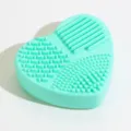 Tappetino pulisci pennelli trucco in silicone a cuore, menta verde detergente per strumenti. - Verde