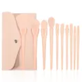 10-piece soft makeup brush set with pink PU storage bag, professional cosmetic tools for beginners. - With Bag / 10 Piece Set / Pink