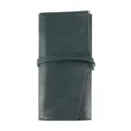Dark green roll-up makeup brush storage bag PU leather cosmetic tool holder traveling case. - Storage Bag Only
