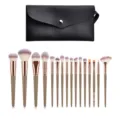 16-piece makeup brush set with black pouch, professional foundation and eye makeup brushes. - 16 Pieces Brown With Bag