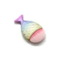 Small mermaid tail foundation brush with gradient handle and soft pink bristles for makeup. - Matte Pink Bristle