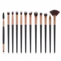 12-piece makeup brush set with black handles rose gold ferrules professional eyes - Black