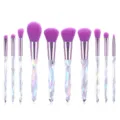 10pcs crystal makeup brush set holographic diamond handle purple bristles cosmetic makeup tools - 10 Piece Set / Crystal Purple Bristles