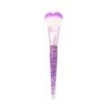 Heart-shaped blush brush with purple glitter handle and soft bristles for face makeup. - Purple