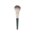 Green wooden handle makeup brush with soft gradient bristles and rose gold ferrule tool - Single Powder Brush