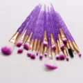 20pcs crystal diamond eyeshadow makeup brush set with colorful handles for blending - Crystal Purple