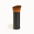 Slanted foundation brush with a black short handle and soft synthetic bristles for easy makeup application. - Angled Short Handle Style (YP1675) / Black