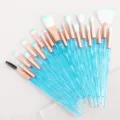 20 Pcs Crystal Makeup Brush Set Glitter Blue Handle Eyeshadow Blending Brushes Professional - Crystal Blue