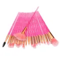 20 pcs crystal makeup brush set pink glitter handle professional eyeshadow blending brushes - Crystal Pink