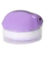 Portable makeup brush with purple dustproof cover and clear base for daily makeup and travel use. - Purple