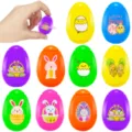Easter egg finger spinner toy detail showing colorful cartoon prints like bunnies and chicks. - Printed Egg Spinner / 10.70g / Multicolor