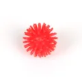 Mini 30mm sensory stress relief hedgehog ball, red plastic tactile massage toy detail view. - Bright Red