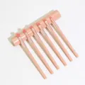 6-piece pink makeup brush set with round storage holder for eye shadow and contouring. - Pink