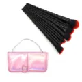 Set di 10 pennelli trucco unicorno con manico a spirale e custodia rosa elegante. - Confezione da 10 (Con Custodia) / Manico Nero Setole Rosse