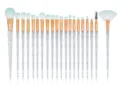 20pcs Professional Makeup Brush Set Crystal Sparkling Handle Mint Green Soft Bristles Beauty Tools - Mint Green Gradient Bristles / Clear
