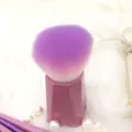 Gradient purple bristle makeup brush detail view with glitter pink handle for professional beauty. - Single Powder Brush