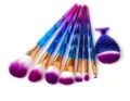 Colorful gradient diamond handle makeup brushes and mermaid foundation brush detail set - 7Pcs Diamond Purple Style