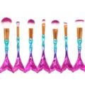 Set de 7 brochas de maquillaje de sirena, herramientas cosméticas profesionales. - Degradado