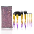 7-teiliges Make-up-Pinsel-Set mit Glitzer-Etui professionelles Kosmetik-Detail - Mehrfarbig Mit Paillettentasche / 7-teiliges Set / bunt
