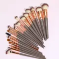 Professional 20-piece makeup brush set with brown handles and soft synthetic bristles. - 20 Pcs Brown Pack