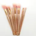 Set de 7 brochas de maquillaje con mangos de cola de sirena en oro rosa y cerdas suaves. - Juego de 7 / Rosa oro