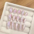 Handmade pink cat-eye press-on fake nails featuring 3D butterfly design for daily wear. - Extra Small (XS) / 1723-Short Coffin