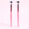 Pink angled eyebrow brush in clear tube, professional eye makeup tool for precise definition. - Pack of 2 (Brown Bristles/PVC Box)