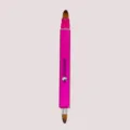 Professional double-ended retractable lip brush with pink metal handle for precision makeup. - Rose Red