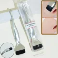 Flat head foundation brush with spatula metal handle makeup tool for liquid makeup seamless application - Silver
