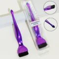 Flat head foundation brush with spatula handle, purple ultra-thin seamless liquid makeup tool. - Purple