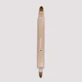 Dual-ended retractable makeup brush with champagne gold metal case for precise lip makeup. - Gold
