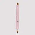 Pink dual-ended retractable makeup brush, professional lip and facial concealer tool. - Rose Gold
