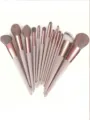 13pcs professional makeup brush set soft synthetic face eye cosmetic beauty tool grey - Brown Tri-Color Bristle