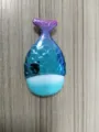 Mermaid makeup brush with gradient blue metallic handle and soft dual-color synthetic bristles. - Single Piece Mini Fresh Blue Style
