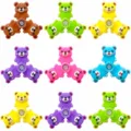 Silikon Bär Fidget Spinner Detail mit Größe 7.2x6.3cm und 14g Gewicht in mehreren Farben. - Teddybär / Regenbogen Mischfarbe