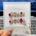 Handgemachte kuenstliche Naegel Luxus Strass Kristall Nude Fake Nails Set wiederverwendbar - XS / 141-Kurze Runde Form