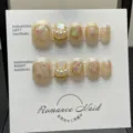 Uñas postizas hechas a mano color nude perles brillo juego de uñas cuadradas cortas - Redondo Corto (370)