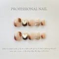 Handgemachte künstliche Nägel Promi-Stil brauner Farbverlauf Nagelkunst-Sets - XS / Kurz Rund (452)