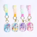 Mini handheld water ring toss keychain detail, cute cartoon unicorn design with colorful straps. - Unicorn Water Game Keychain / 7.8x4.8x2.5cm
