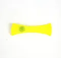Close-up detail of yellow mesh squeeze toy with green marble inside for stress relief. - Mesh Tube Toy, 7.3g / Yellow